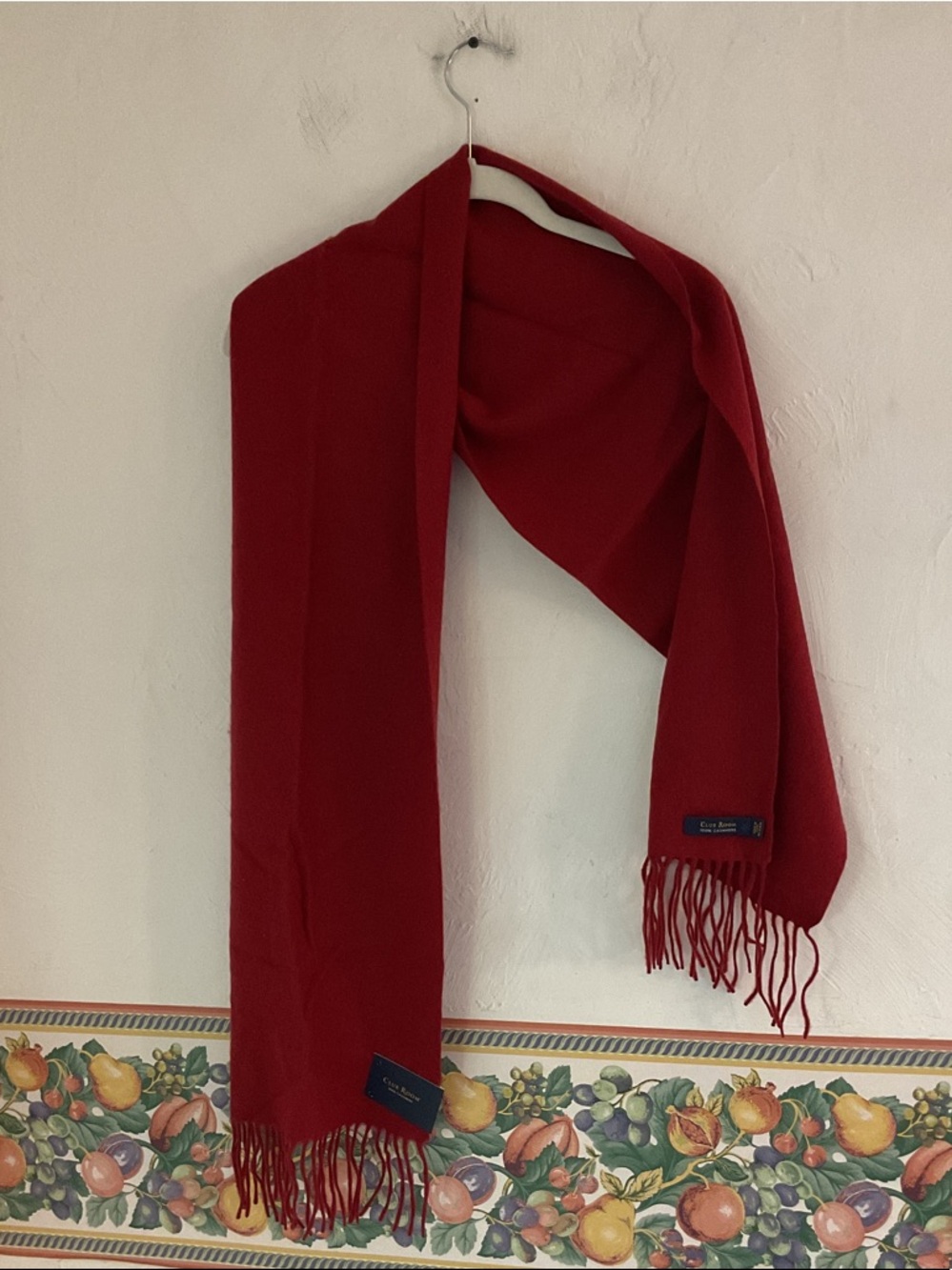 Club Room 100% Cashmere Scarf Red Soft Luxury Unisex NWT